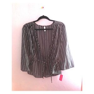 Striped Long V Cup Blouse